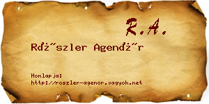 Röszler Agenór névjegykártya